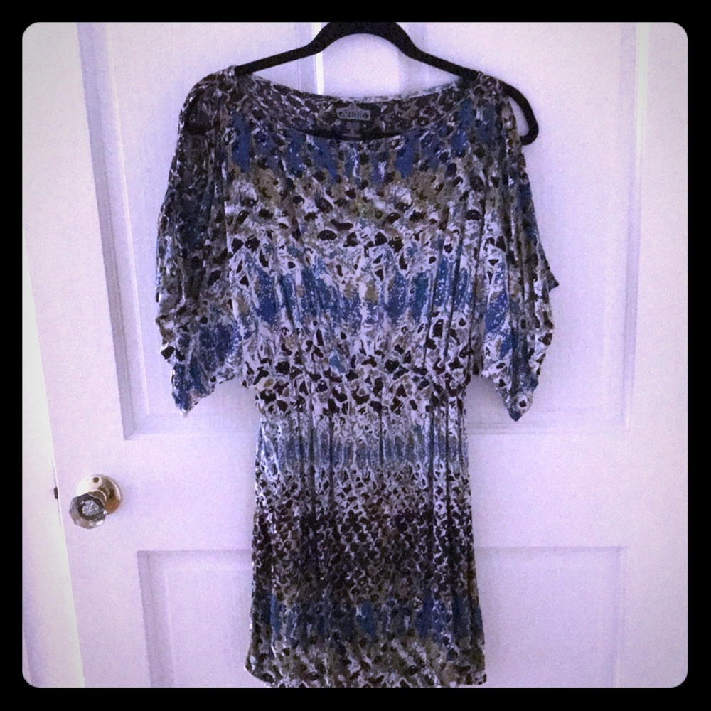 Peek-a-boo shoulder dress